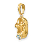 14K Gold Engravable Baby Shoe Charm with March Birthstone