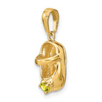 14K Gold Engravable Baby Shoe Charm with Synthetic November Birthstone