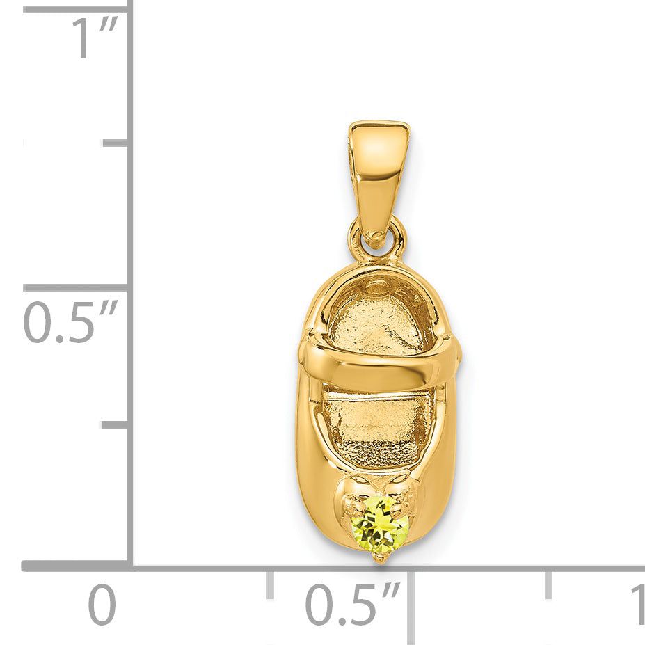 14K Gold Engravable Baby Shoe Charm with Synthetic November Birthstone