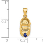 14K Gold Engravable Baby Shoe Charm with September Synthetic Birthstone