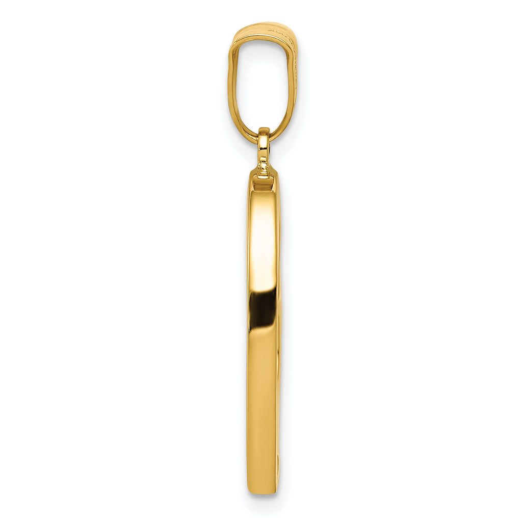 14K Gold Polished Crooked Heart Pendant with Hollow 3D Design