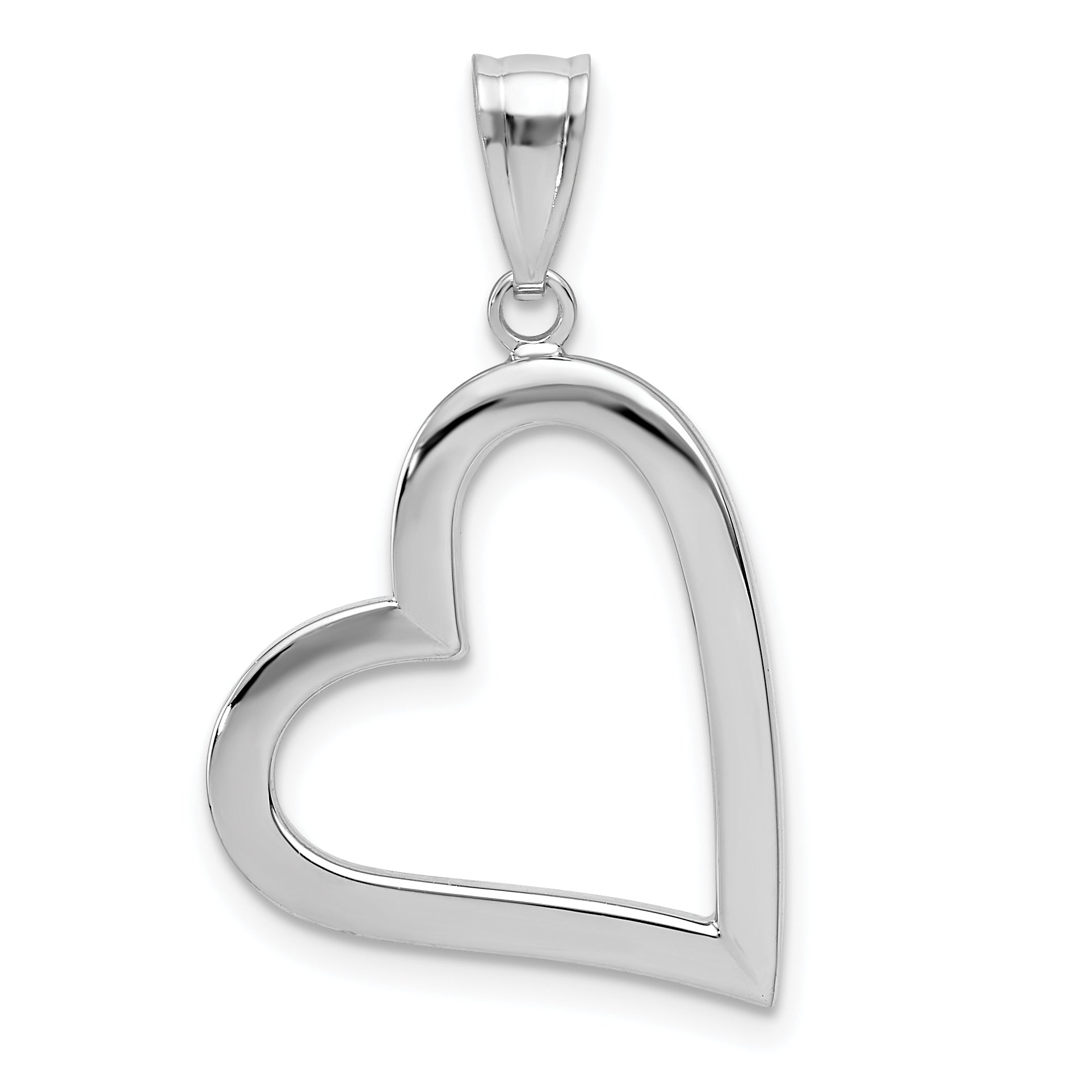 14k White Gold Polished Hollow Heart Pendant Main image