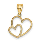 14K Gold Double Heart Pendant with Polished Finish for Elegant Style