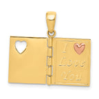 14K Two-Tone Gold Sweetheart Book Charm with 3D Movable Design
