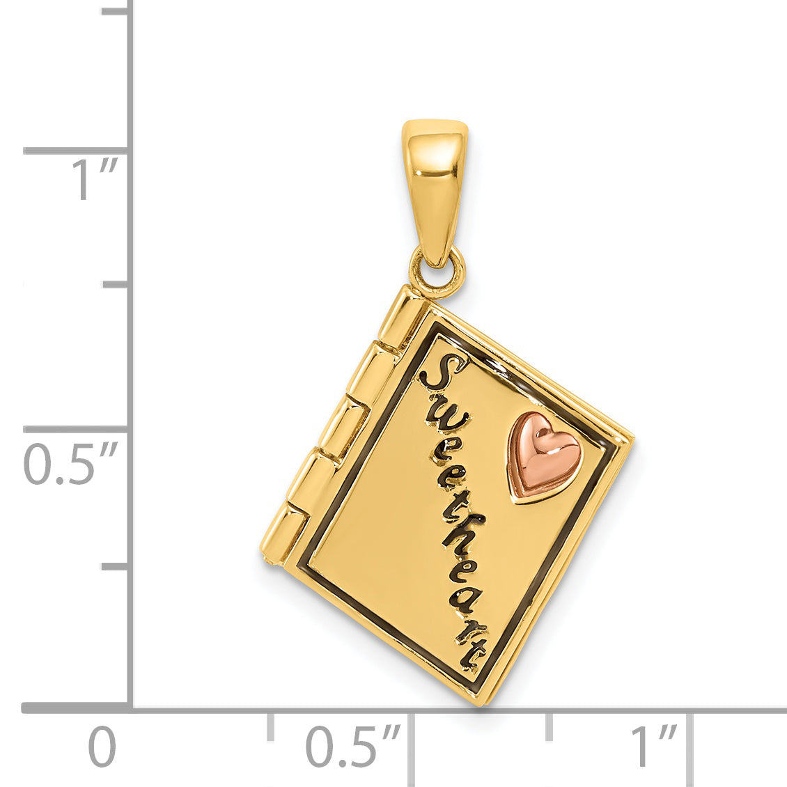 14K Two-Tone Gold Sweetheart Book Charm with 3D Movable Design