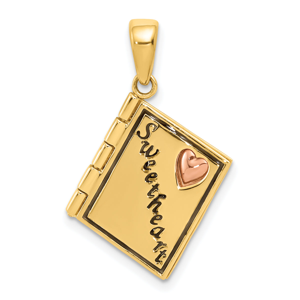 14K Two-tone 3D Enameled Moveable SWEETHEART Book Charm