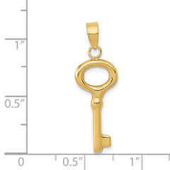 14K Polished 3-D Key Charm