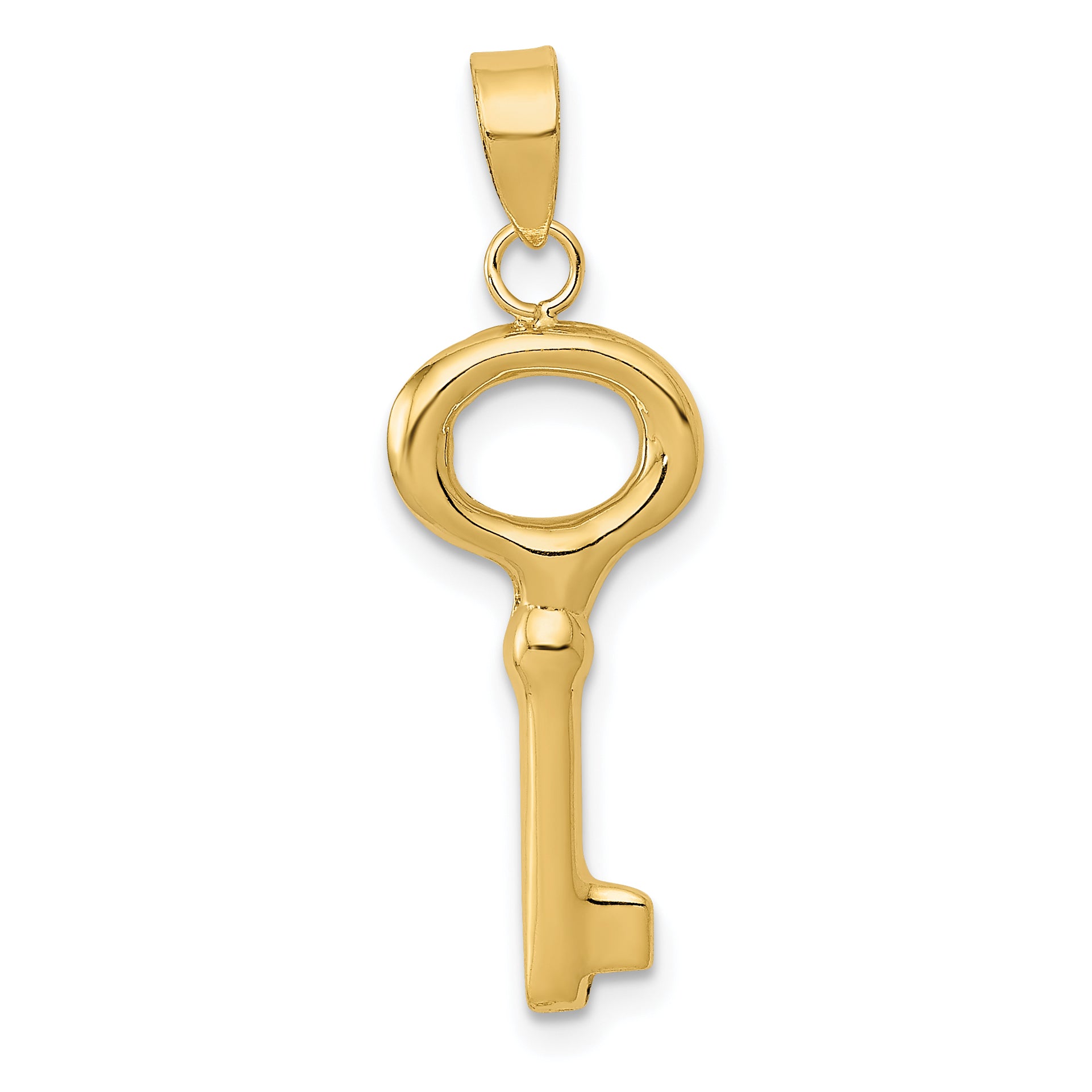 14K Polished 3-D Key Charm