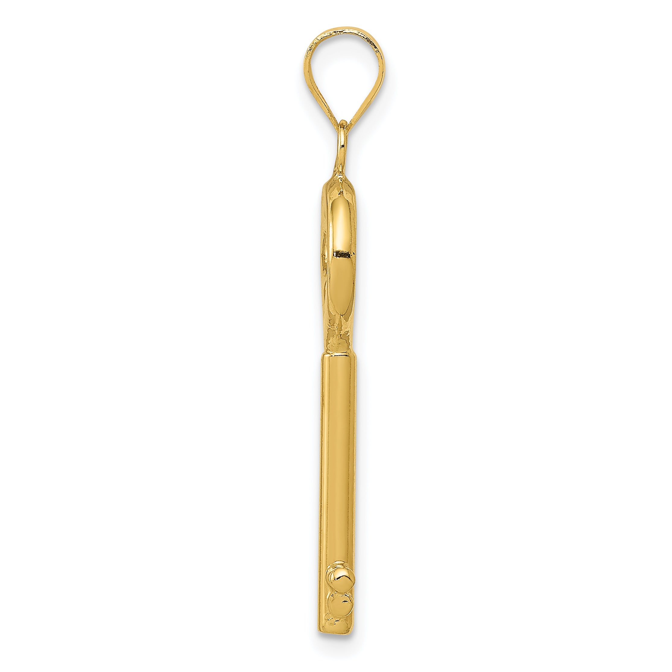 14K Gold Polished 3D Key Charm with Hollow Design Secondary image