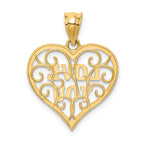 14K Gold and White Rhodium Filigree Love Pendant  Polished, Vintage Inspired