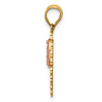 14K Two-Tone Gold Guadalupe Pendant with Polished Finish  Elegant and Textured Design