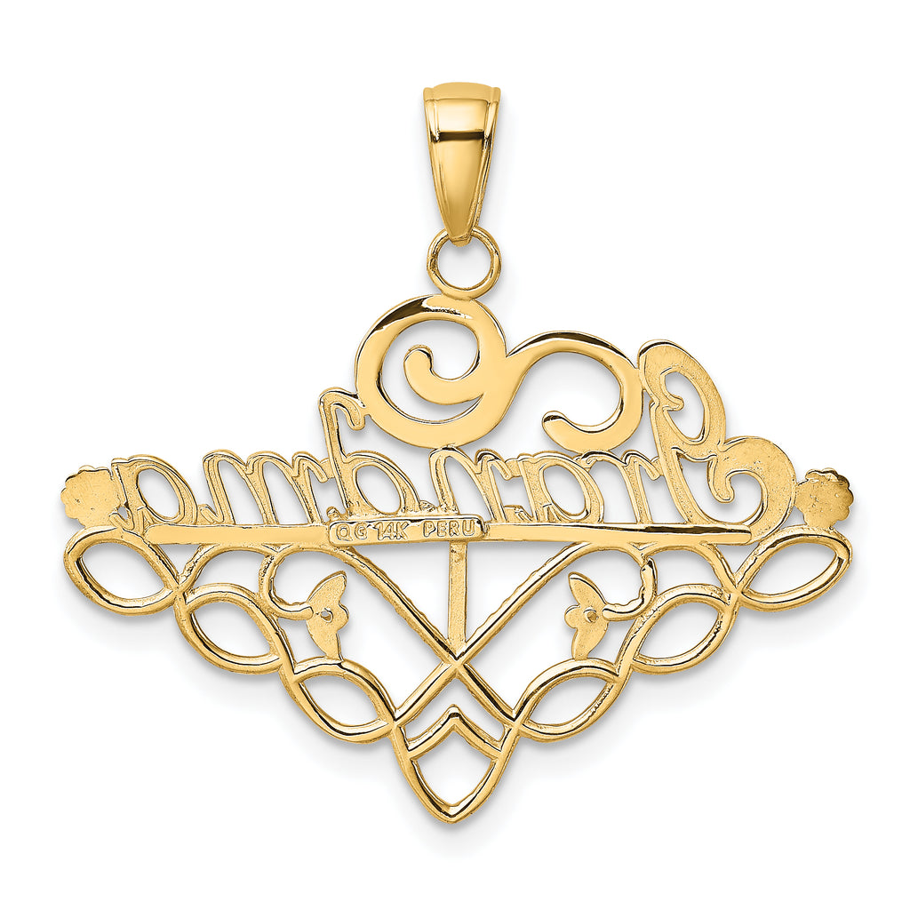 14K Gold Grandma Birthstone Charm Holder Pendant  Solid Cast Design, Gift Ready