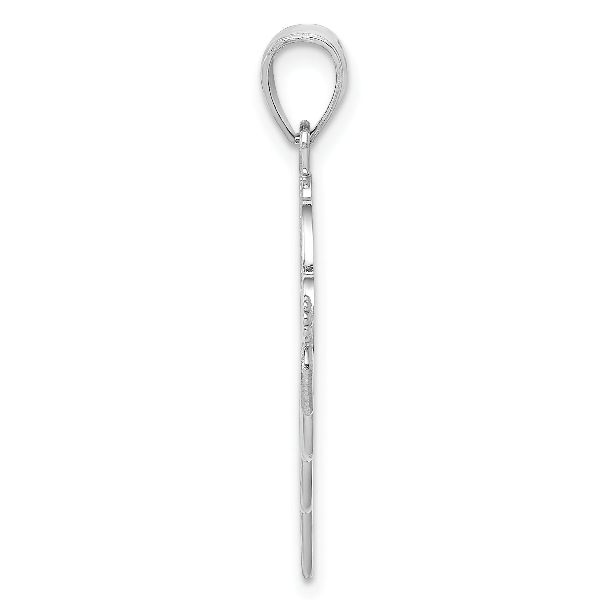 14K White Gold Grandma Birthstone Charm Holder Pendant with Rhodium Finish