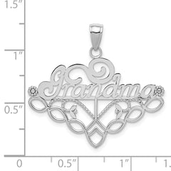 14K White Gold Grandma Birthstone Charm Holder Pendant with Rhodium Finish