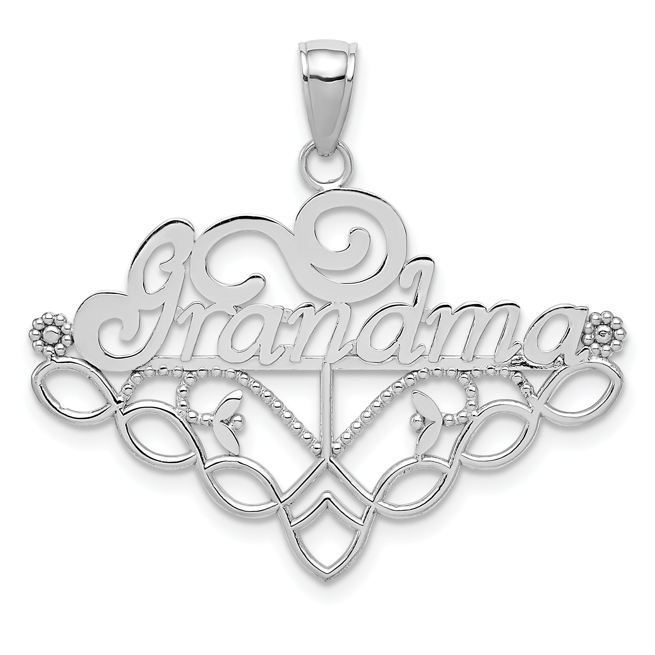 14k White Gold GRANDMA Birthstone Charm Holder Pendant Main image