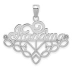 14k White Gold GRANDMA Birthstone Charm Holder Pendant