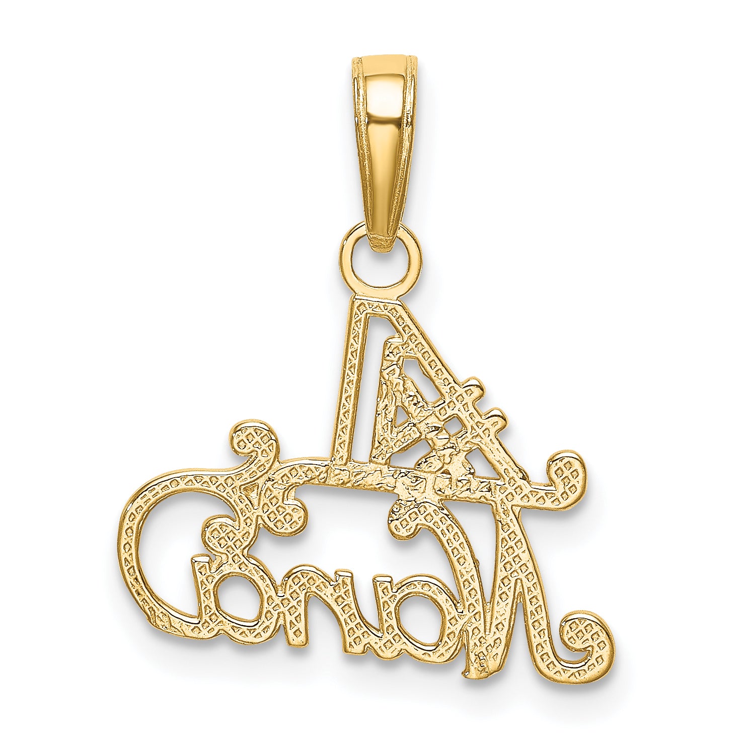 14K Gold #1 NANA Charm Pendant with Textured Back  Solid and Casted Design