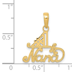 14K Gold #1 NANA Charm Pendant with Textured Back  Solid and Casted Design