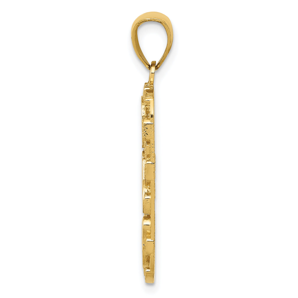 14K Gold Nugget DAD Dog Tag Pendant for Men Textured Solid Design