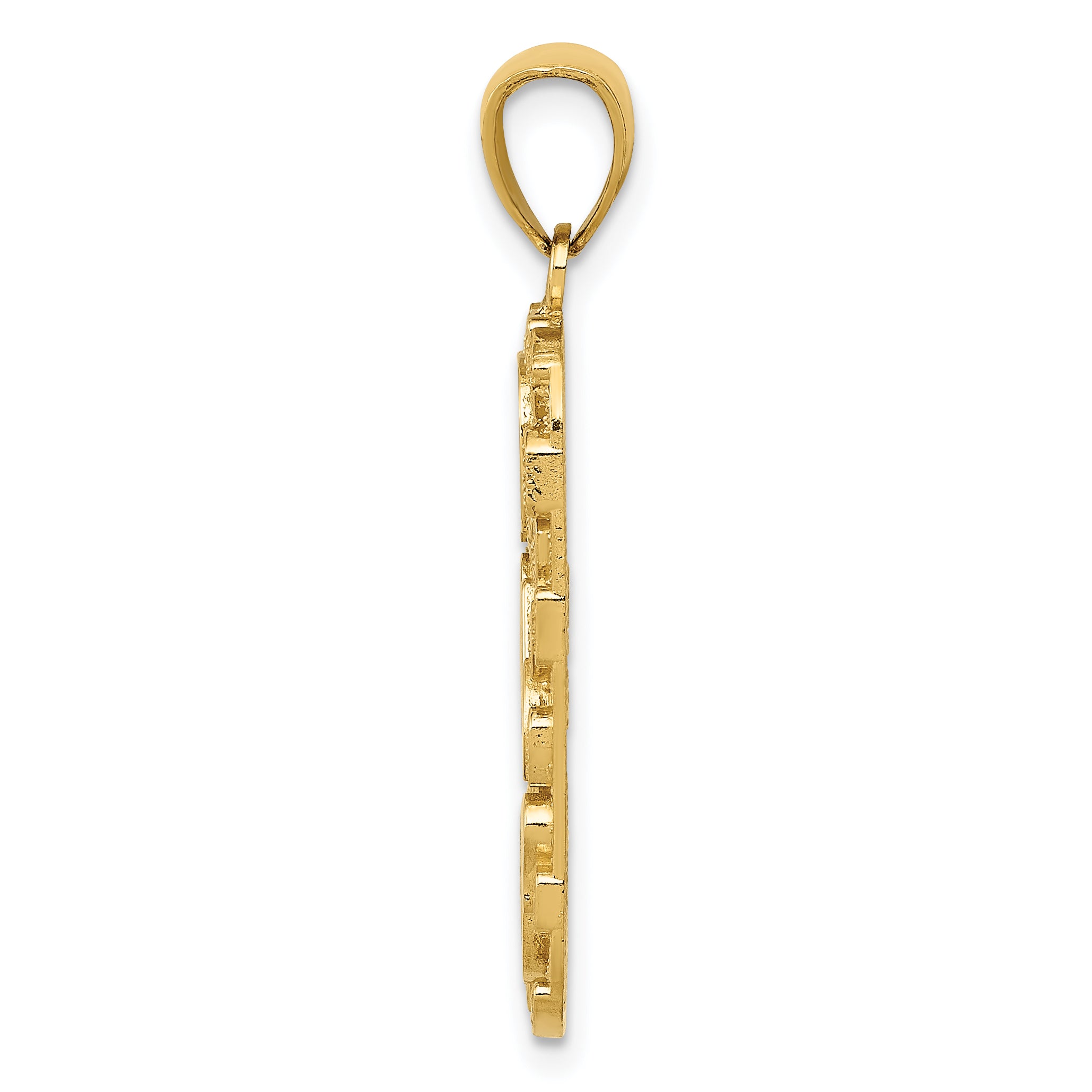 14K Gold Nugget DAD Dog Tag Pendant for Men Textured Solid Design