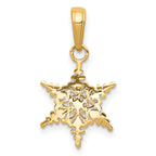 14K Gold Snowflake Pendant  Solid Cast, Elegant Winter Charm