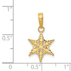14K Gold Snowflake Pendant  Solid Cast, Elegant Winter Charm