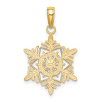14K Gold Snowflake Pendant with Textured Back, Solid Cast Design