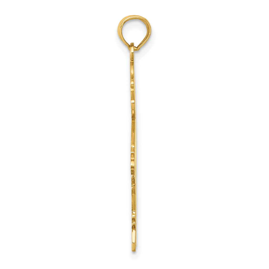 14K Gold Engravable Boy Charm with Textured Back 32mm Solid Design