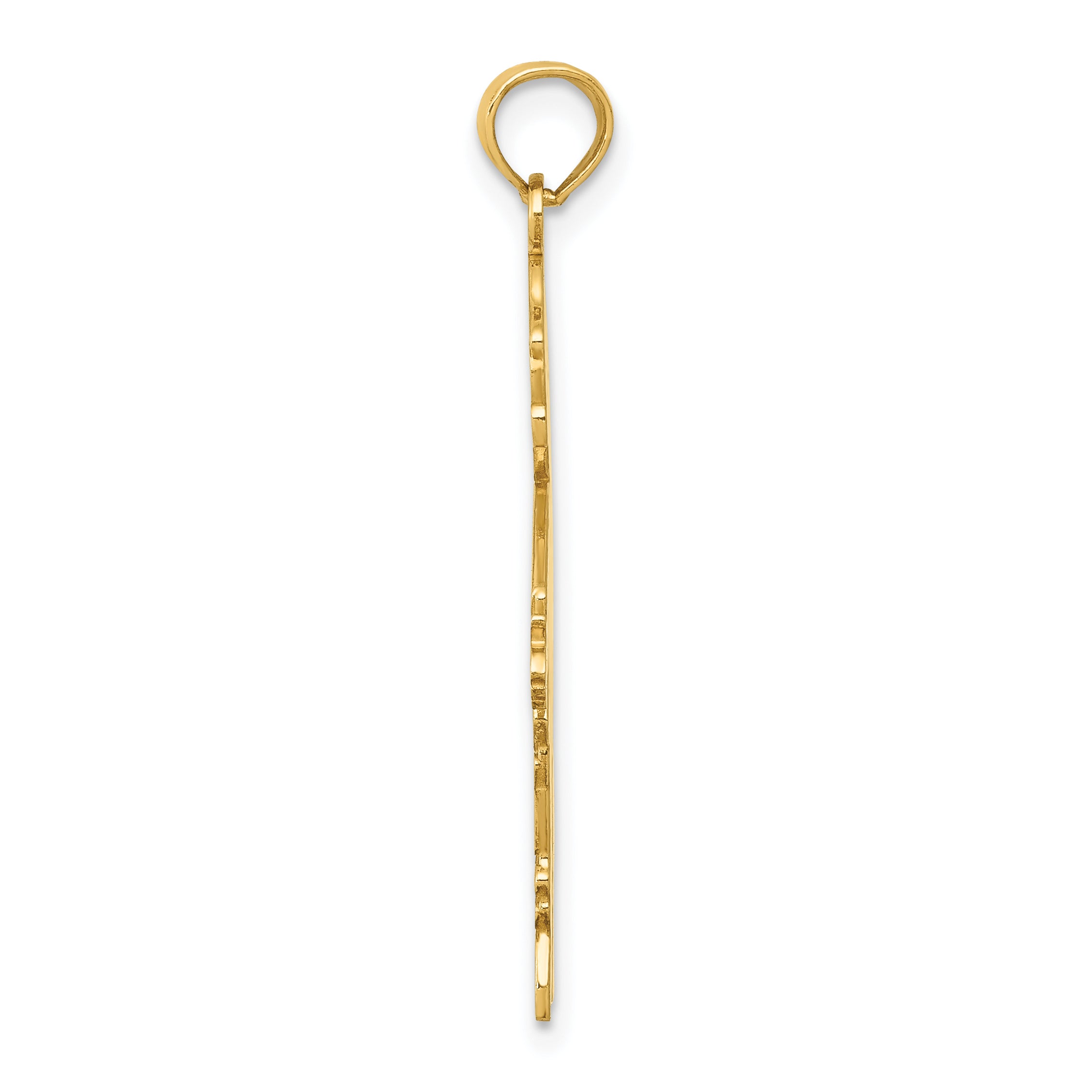 14K Gold Engravable Boy Charm with Textured Back 32mm Solid Design