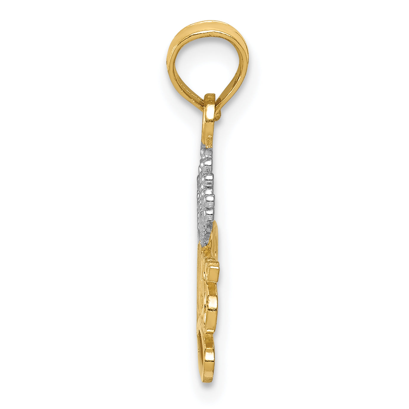 14K Gold and Rhodium Princess Crown Pendant Polished, Elegant Design Secondary image