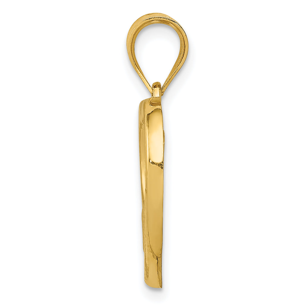 14K Gold Polished and Satin Mom/Baby Heart Charm Elegant Casted Design