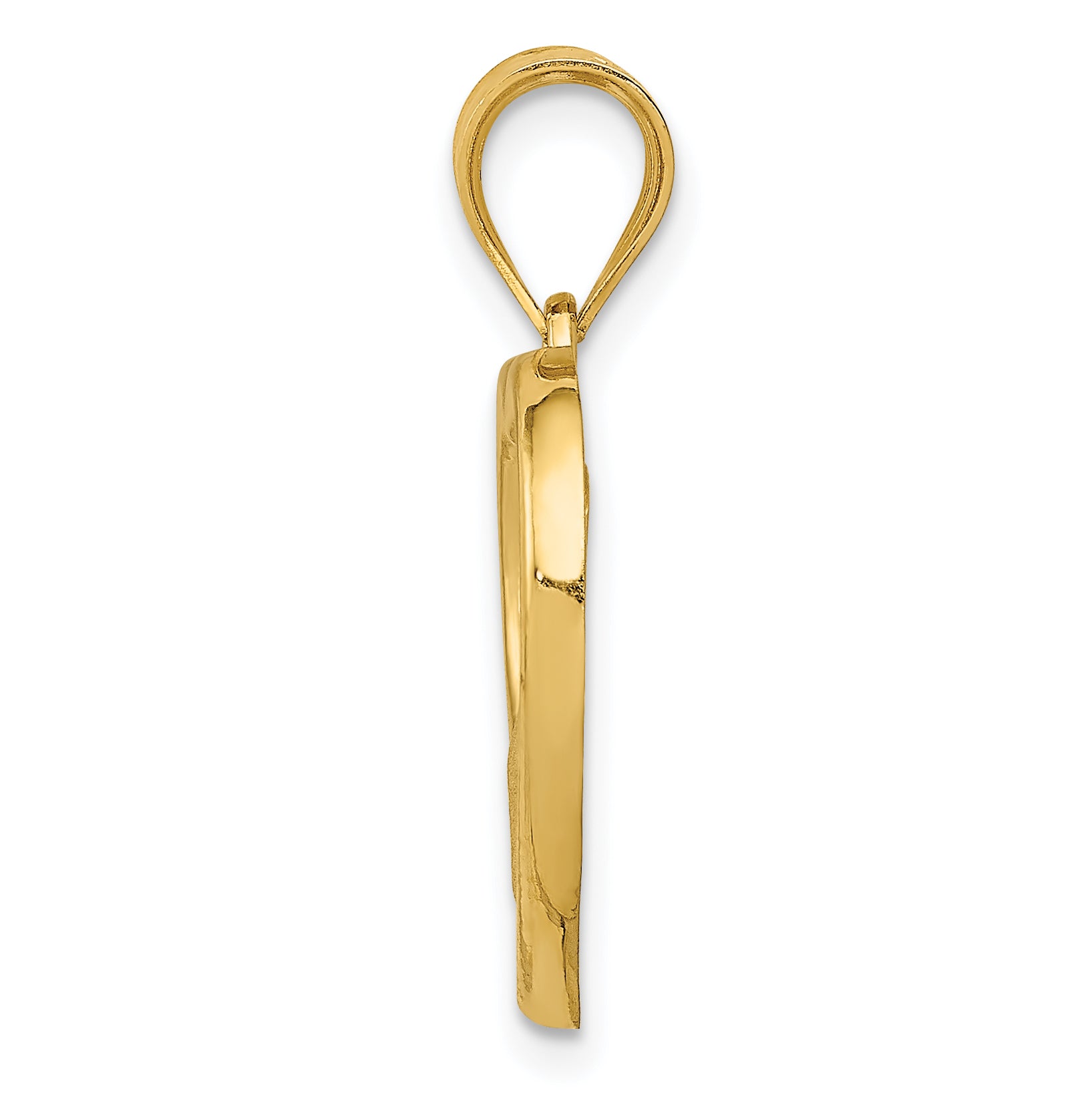 14K Gold Polished and Satin Mom/Baby Heart Charm Elegant Casted Design