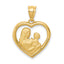 14k Polished and Satin Mom/Baby Heart Charm
