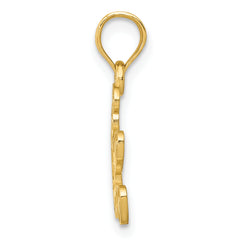 14K Gold Teddy Bear Pendant with Textured Back Solid, Casted Design