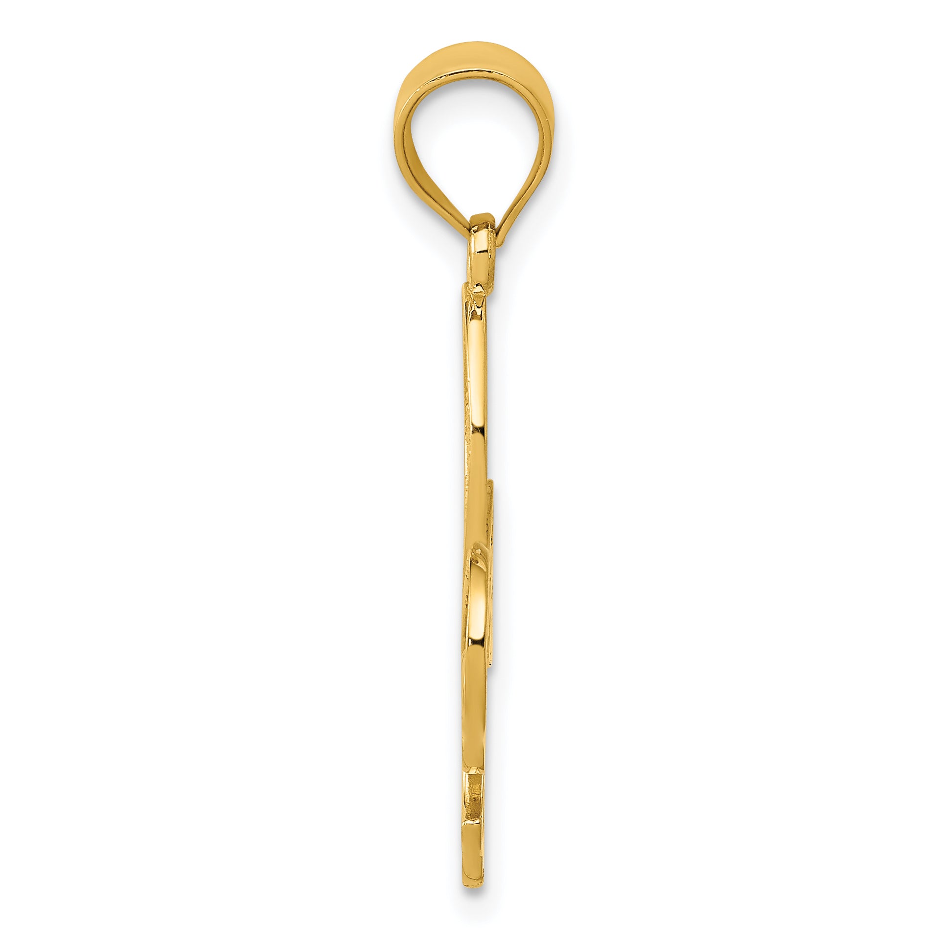 14K Gold Filigree Fleur de Lis Pendant with Polished Finish