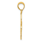 14K Gold Filigree Fleur de Lis Pendant with Polished Finish