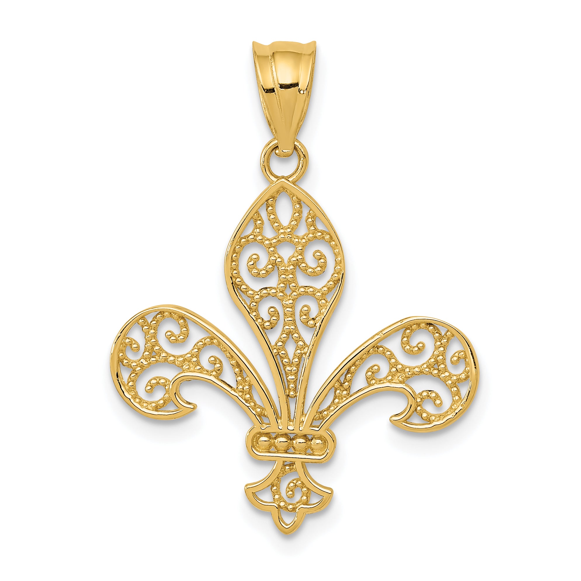 14k Filigree Fleur de Lis Pendant Main image