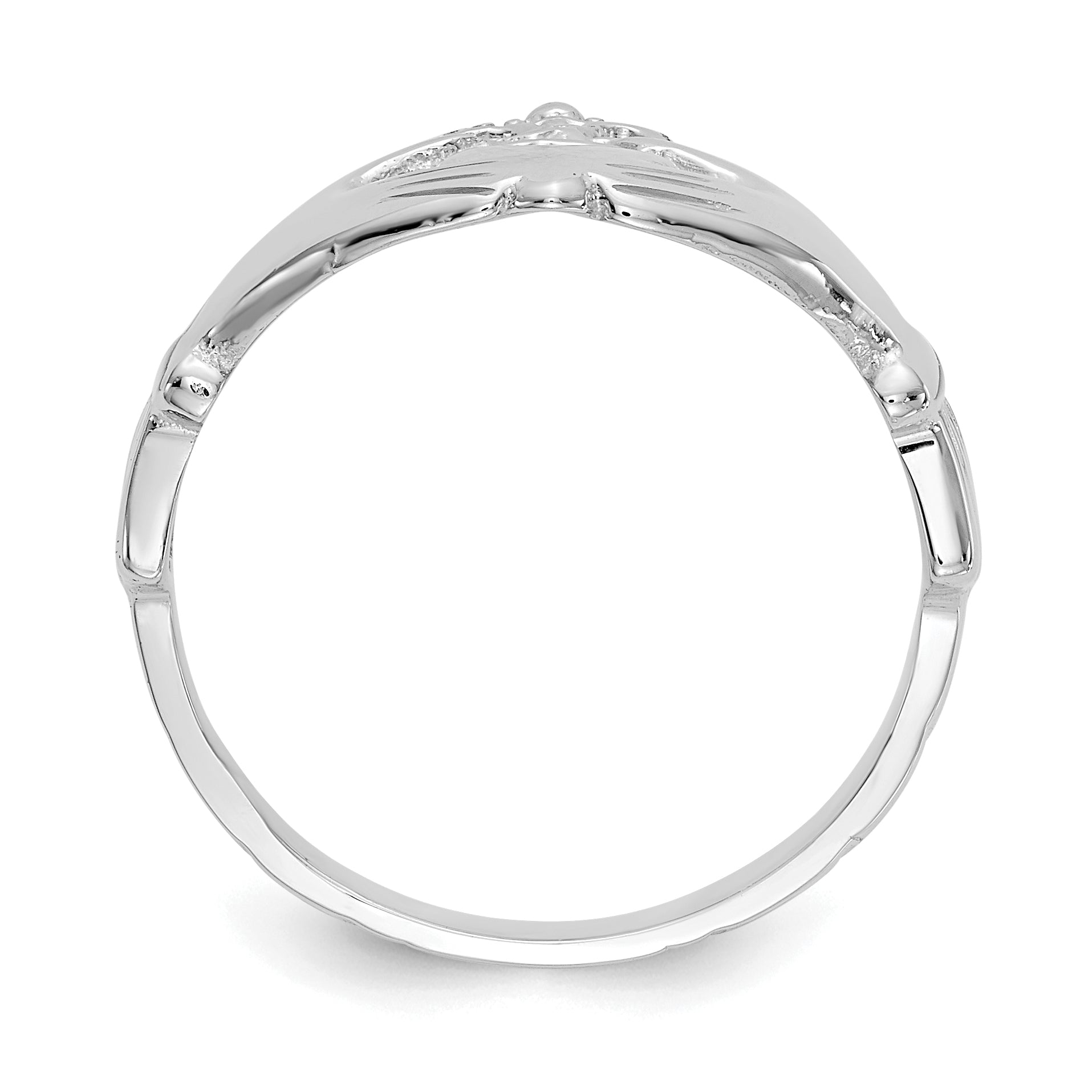 14k White Gold Polished Claddagh Ring