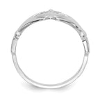 14k White Gold Polished Claddagh Ring