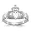 14k White Gold Polished Claddagh Ring
