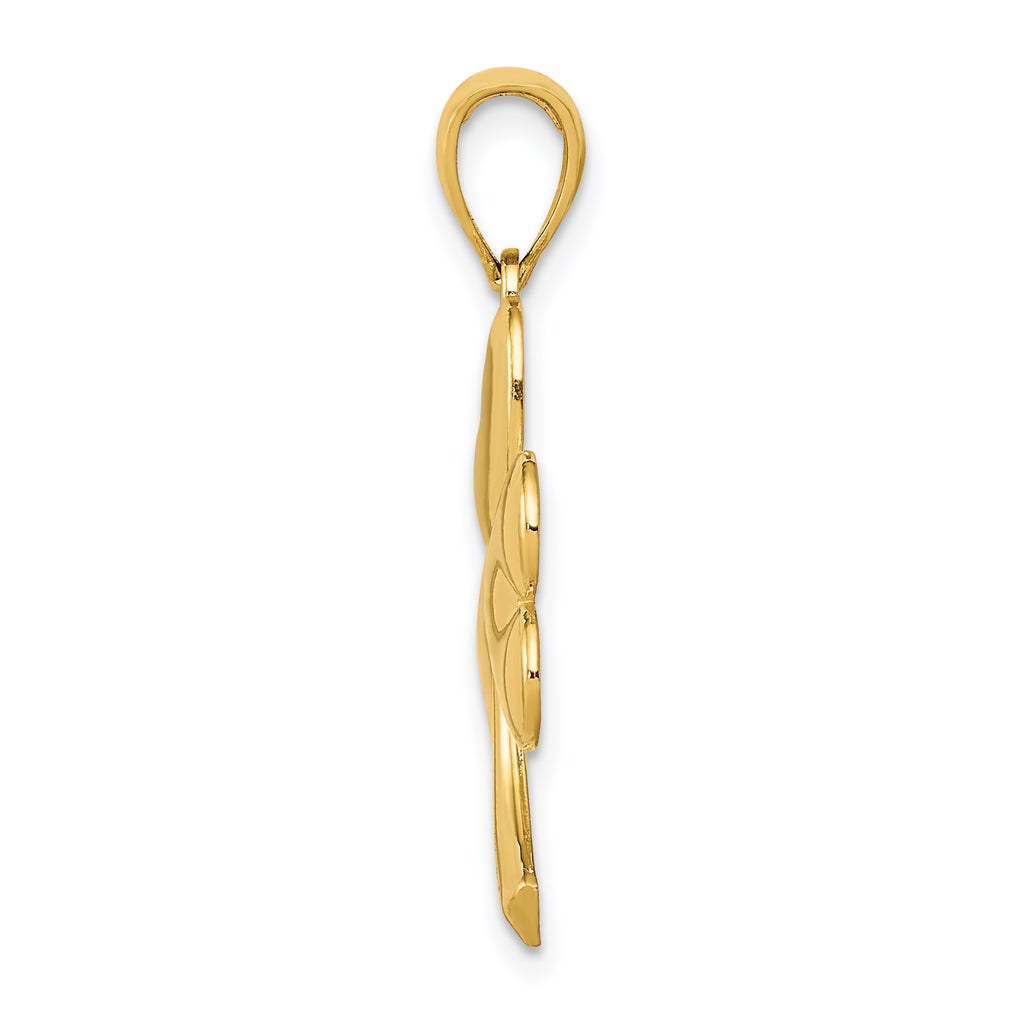 14K Gold Shamrock Charm with Polished Finish Solid Design 22mm