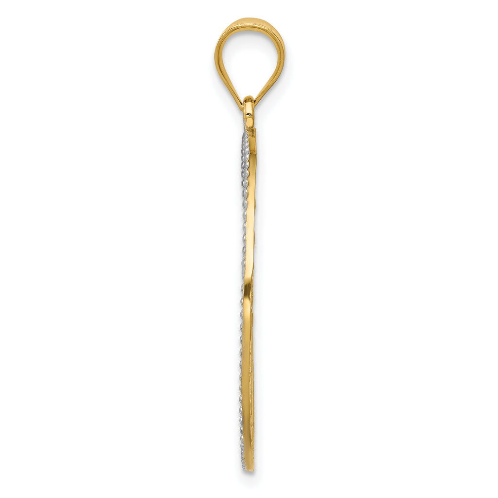 14K Gold Rhodium Tree of Life Pendant with Filigree Design