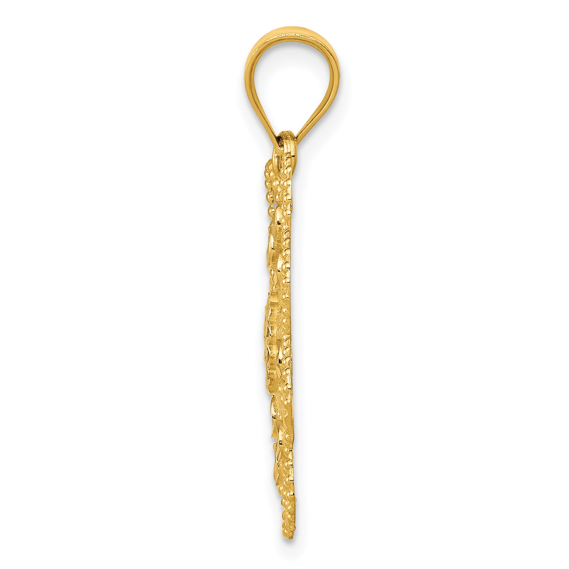 14K Gold and Rhodium Swirl Pendant with Diamond-Cut Detailing Elegant Round Design Secondary image