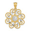 14k and Rhodium Diamond-cut Swirl Round Pendant