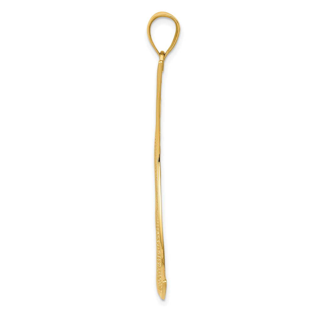 14K Gold Filigree Moon Pendant with Polished Finish Elegant Design