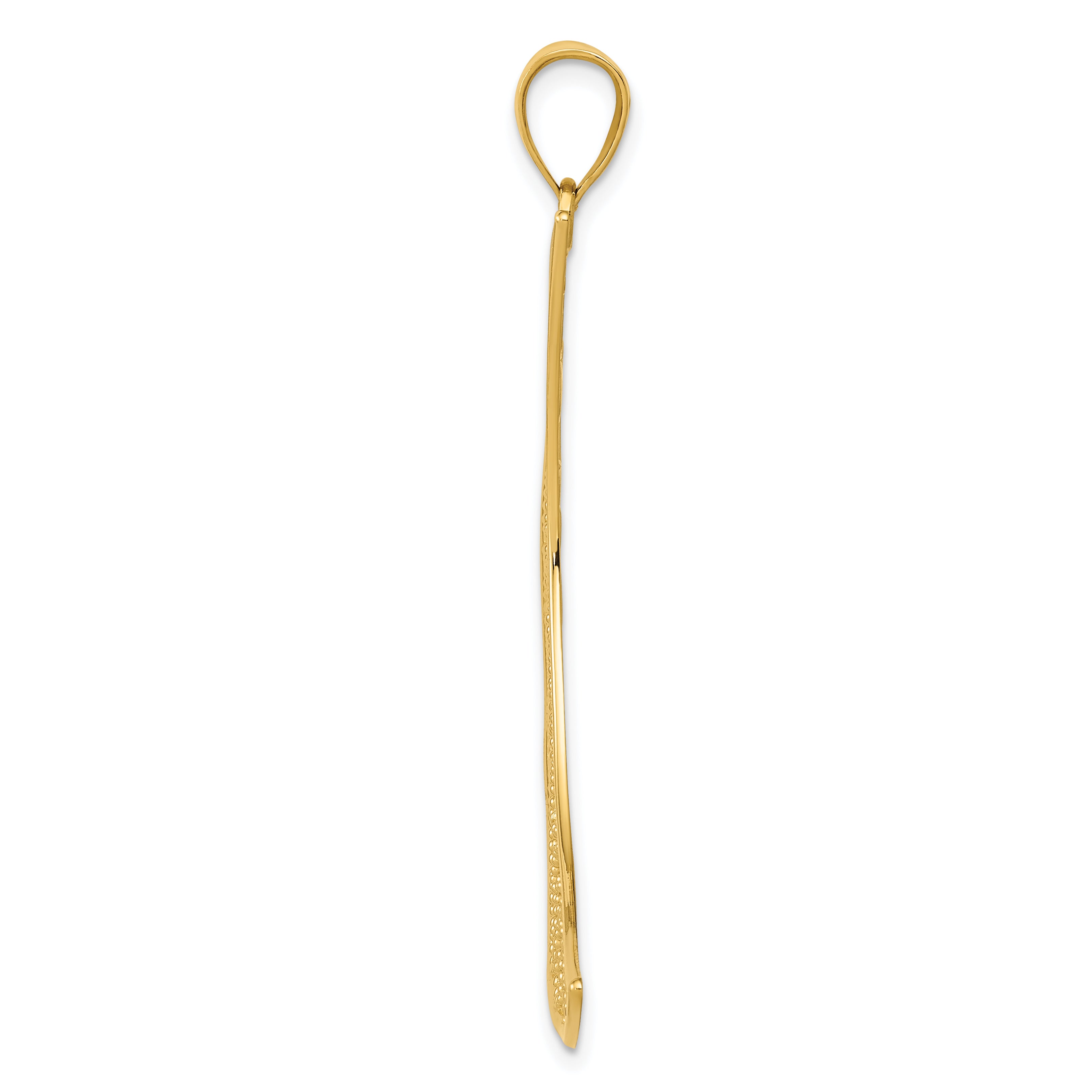 14K Gold Filigree Moon Pendant with Polished Finish Elegant Design