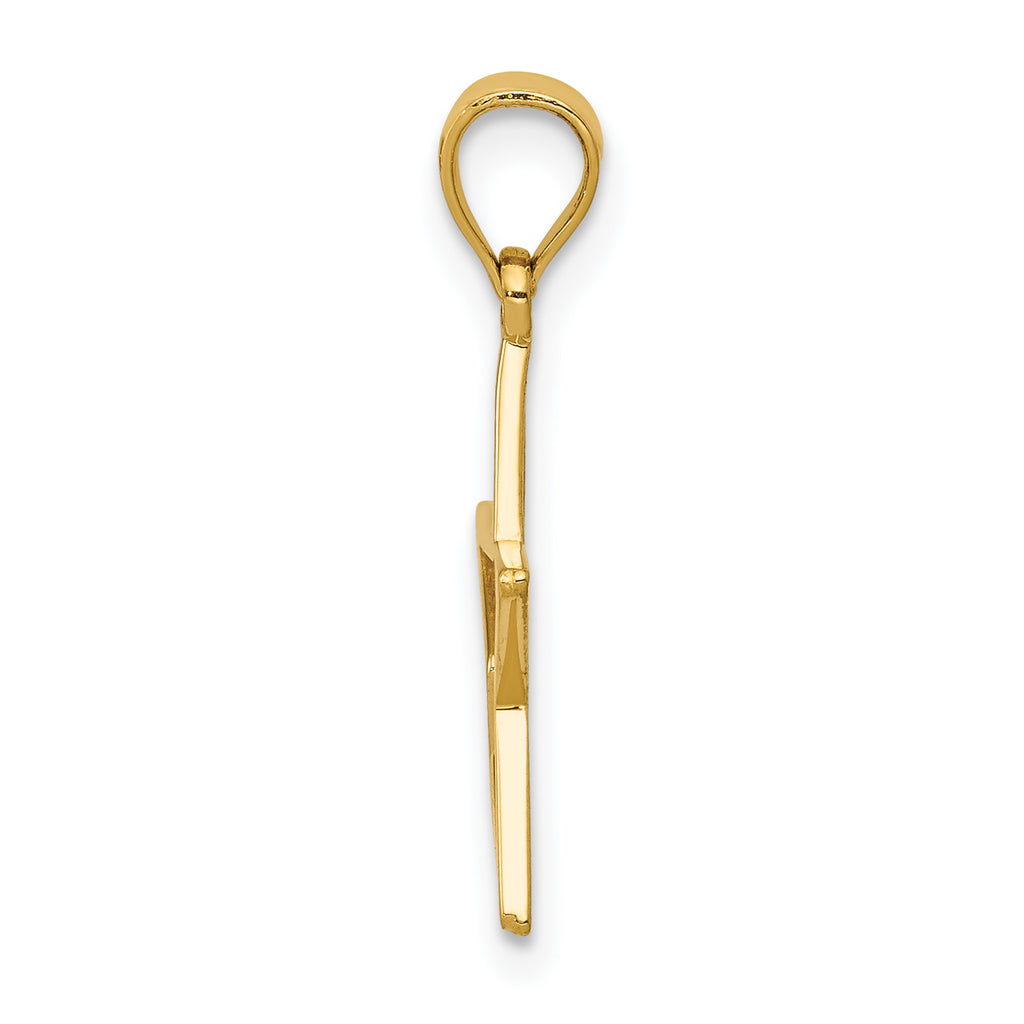 14K Gold Star Charm with Polished Finish and Solid Design