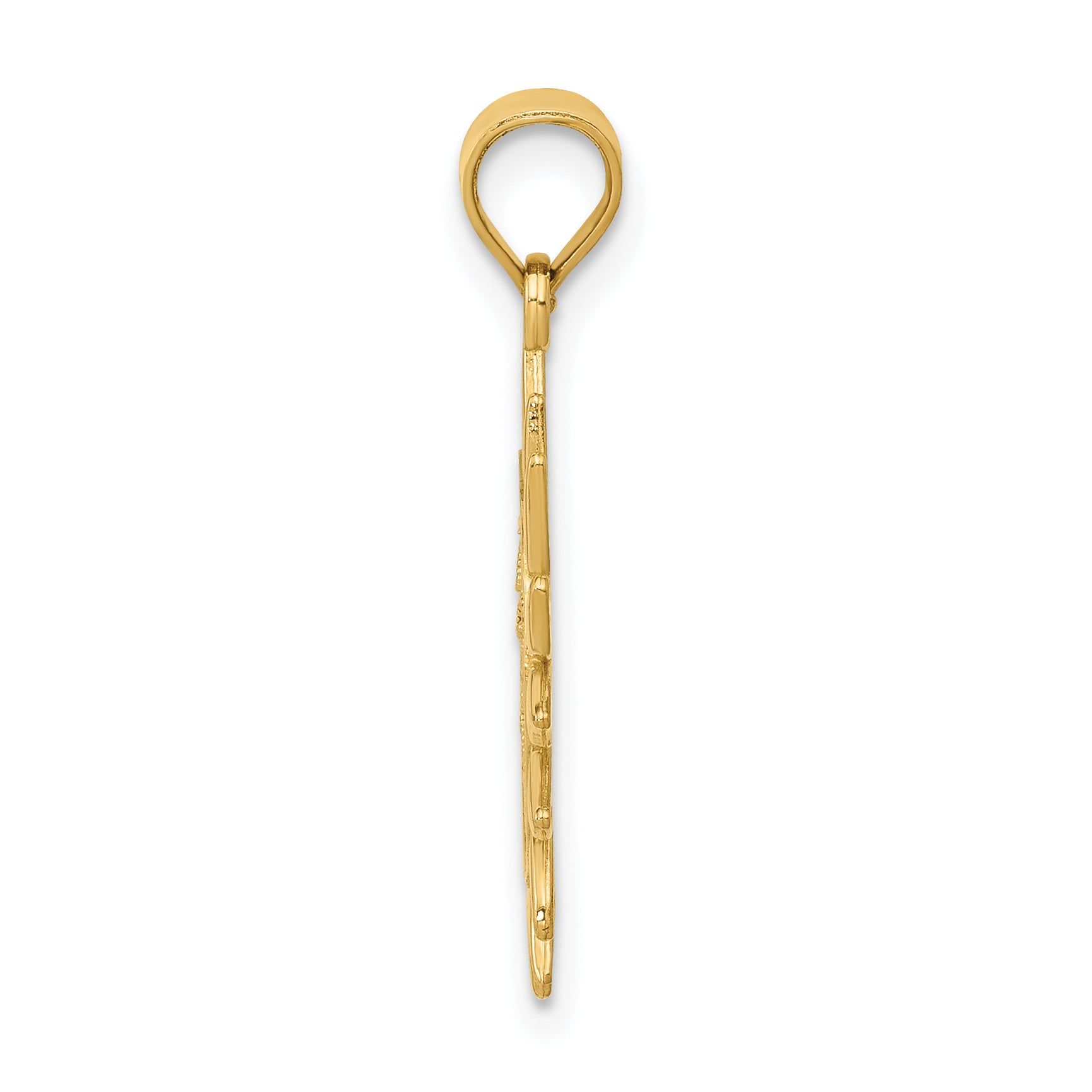 14K Gold Polished Filigree Sun Pendant with Textured Design by Sophia Jewelers