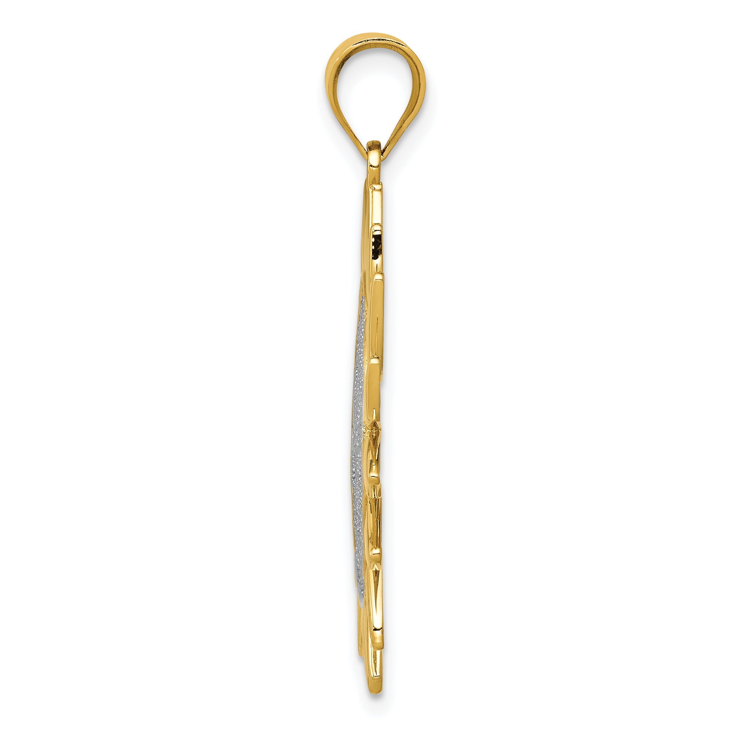 14K Gold Sun Filigree Pendant with Rhodium Accents  Polished, Elegant Design Secondary image