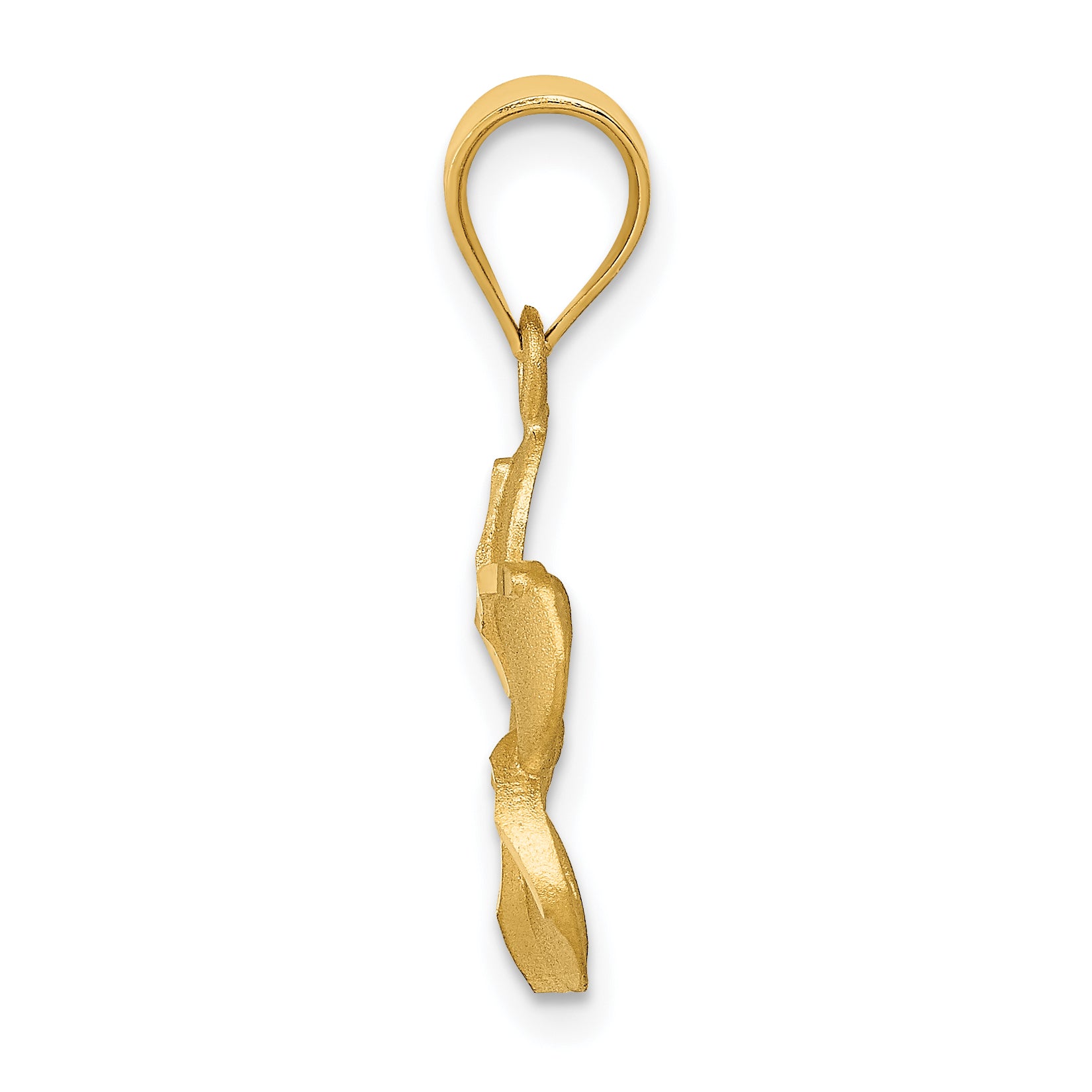 14K Gold Diamond-Cut Plumeria Pendant with Textured Back  Elegant Floral Design